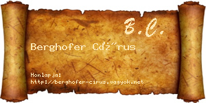 Berghofer Círus névjegykártya